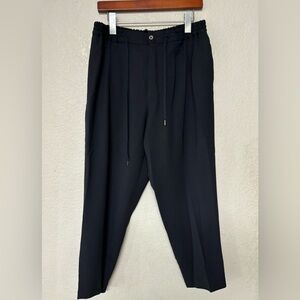 PT01 Navyโ Blue Wool Drawstring Button Waist Trousers Size 50 (XL) 34